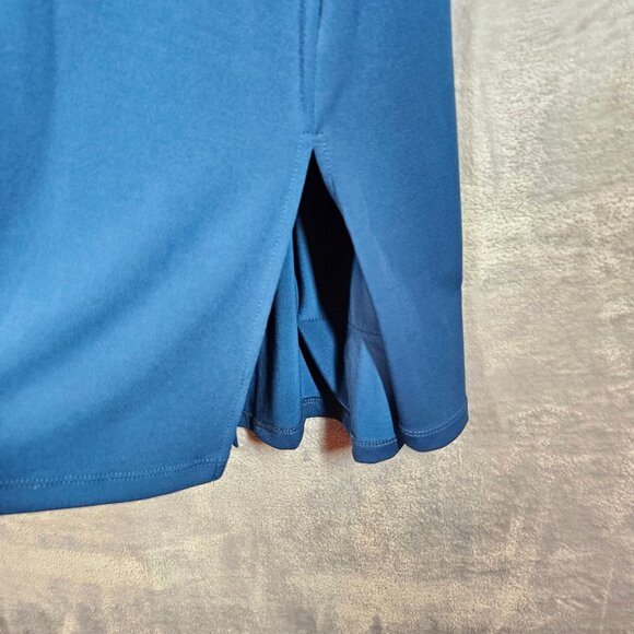 Susan Graver liquid knit Womens L blue Open Front Cardigan Pockets career flowy - Picture 6 of 12